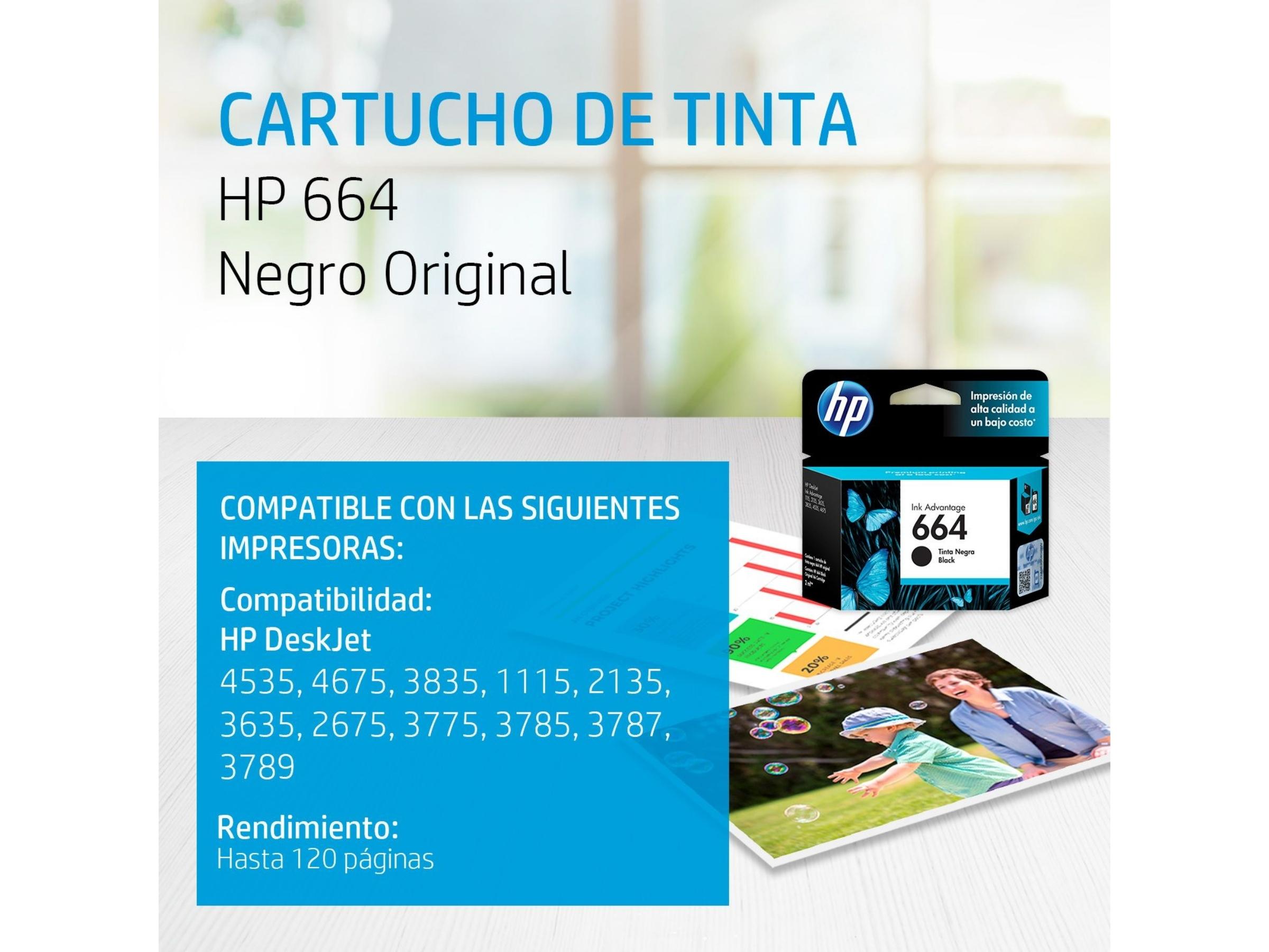 CARTUCHO DE TINTA HP 664 BLACK (F6V29AL) 1115/2135/3635/4535/4675